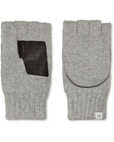 UGG Knit Flip Mitten With Recycled Microfur Lining - Gray