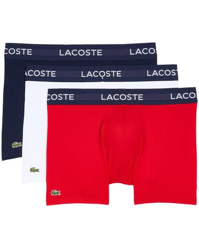 Lacoste 3-pack Solid With Semi Fancy Belt Underwear Trunks - Red