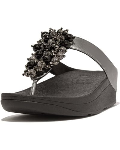 Fitflop Fino Bauble-bead Toe-post Sandals - Black