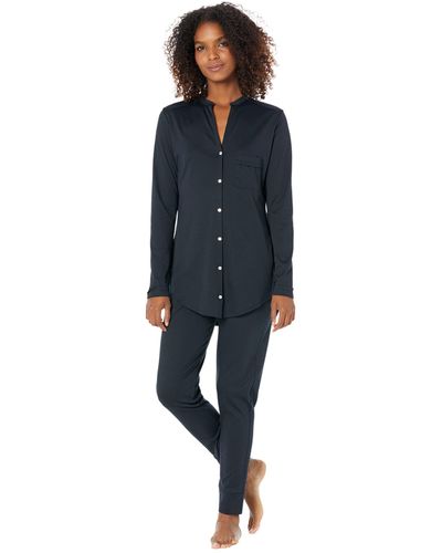 Hanro Pure Essence Long Sleeve Pajama Set - Black