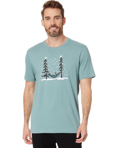 Life Is Good. Peace Out Snow Hammock Short Sleeve Crusher Tee - Blue