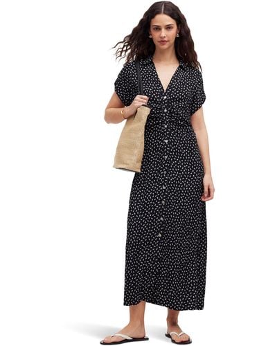 Madewell Button-front Midi Shirtdress In Floral - Black
