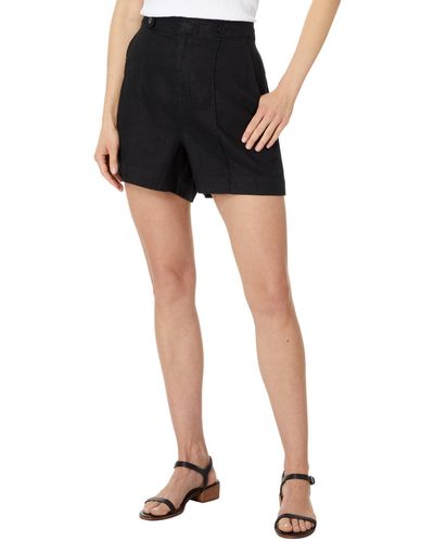 Madewell Clean Button-tab Shorts In Linen Canvas - Black