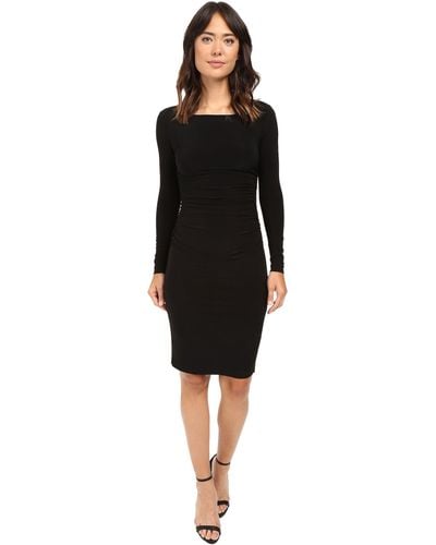 Norma Kamali L/s Shirred Waist Dress - Black