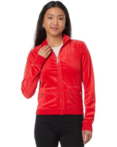 Juicy Couture Heritage Mock Neck Track Jacket With Back Graphic - Red