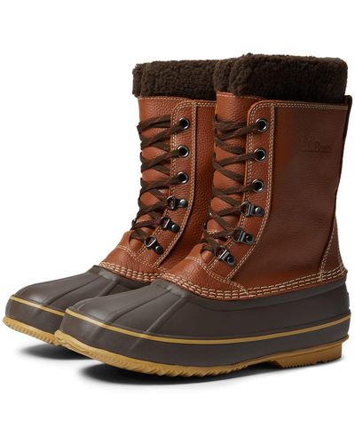 L.L. Bean Snow Boot Tumbled Leather Lace - Brown