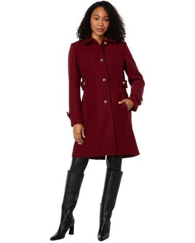 Kate Spade Single-breasted Wool Coat With Sherpa Collar - Red
