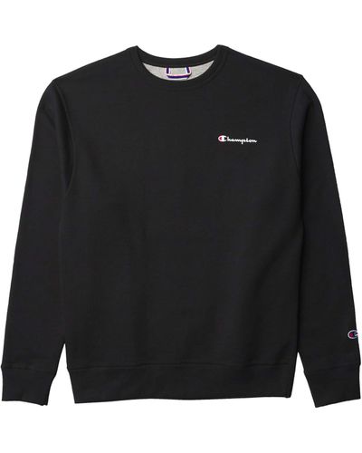 Champion Powerblend Graphic Small Logo Crew Sweatshirt - Black