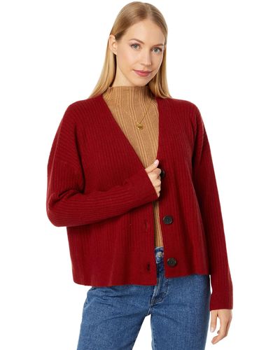 Madewell Cameron Ribbed Cardigan Sweater In Coziest Yarn - Red