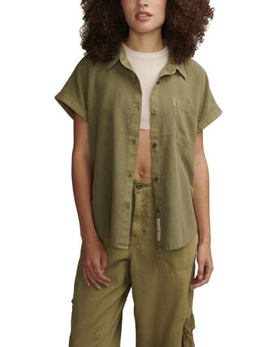 Lucky Brand Linen Short Sleeve Shirt - Green