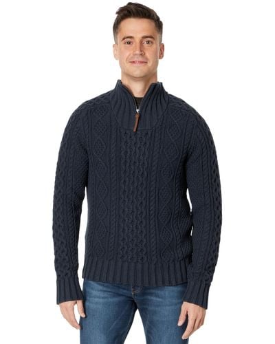 L.L. Bean Signature Cotton Fisherman Sweater 1/4 - Blue