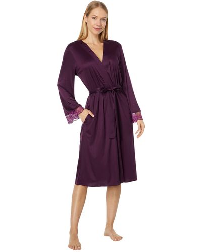 Hanro Lovis Long Sleeve Silk Blend Robe - Purple