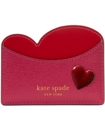 Kate Spade Pitter Patter Smooth Leather Card Holder - Red