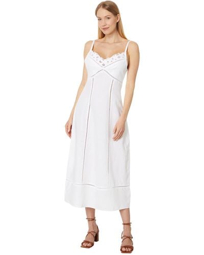Madewell Sweetheart Midi Dress In Linen-cotton Blend - White