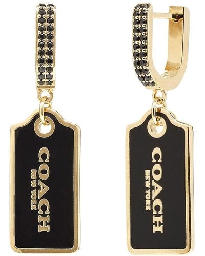 COACH Hangtag Drop Earrings - Black