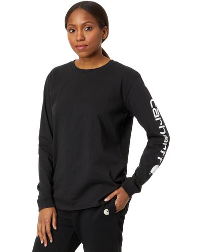 Carhartt Loose Fit Heavyweight Long Sleeve Logo Sleeve T-shirt - Black
