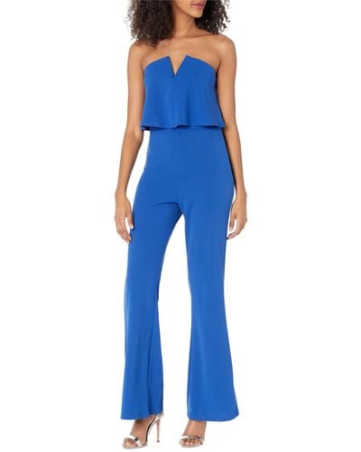 Bebe Strapless Overlay Jumpsuit - Blue