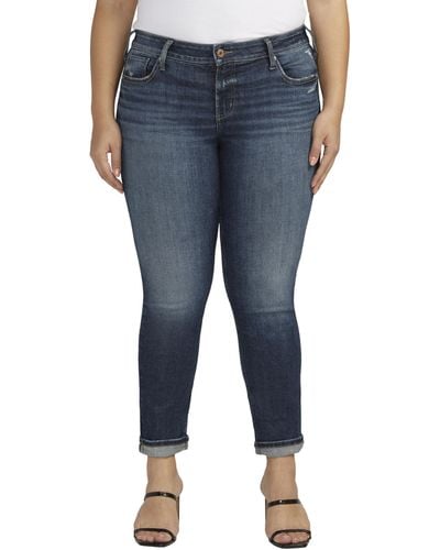 Silver Jeans Co. Plus Size Girlfriend Mid-rise Slim Leg Jeans W27129eae480 - Blue