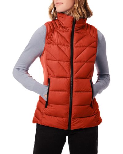 Bernardo Softy Glam Quilted Vest With Neoprene Combo - Red