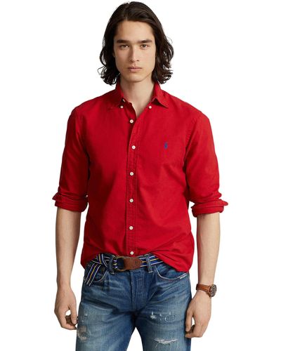 Polo Ralph Lauren Classic Fit Garment-dyed Oxford Shirt - Red