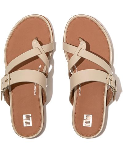 Fitflop Gracie Buckle Leather Strappy Toe-post Sandals - Brown