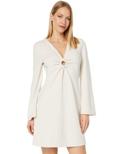 Donna Morgan V-neck Mini Dress With Flare Sleeves - White