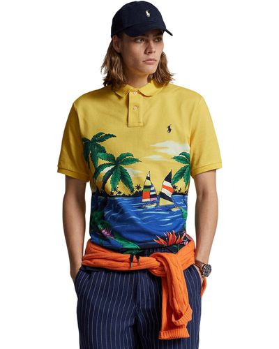 Polo Ralph Lauren Classic Fit Tropical Mesh Polo Shirt - Yellow