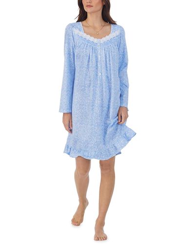 Eileen West Long Sleeve Short Gown - Blue