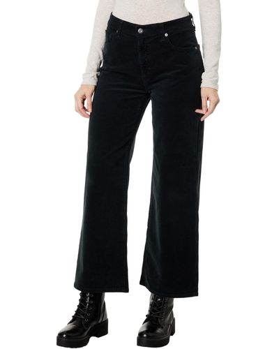 AG Jeans Saige High-rise Wide Leg Crop In Sulfur Smooth Slate - Black
