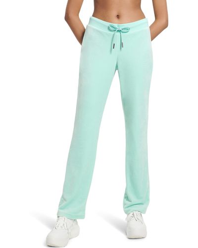 Juicy Couture Solid Rib Waist Velour Pant W/drawcord - Blue