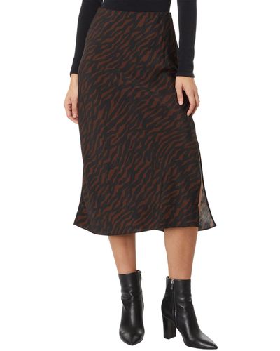 Madewell The Layton Midi Slip Skirt In Abstract Animal - Black