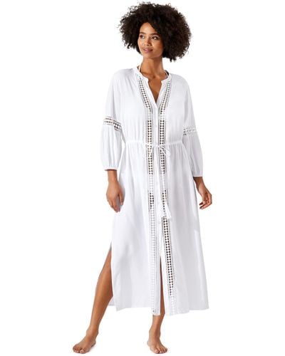 Tommy Bahama Sunlace Long Open Front Duster - White