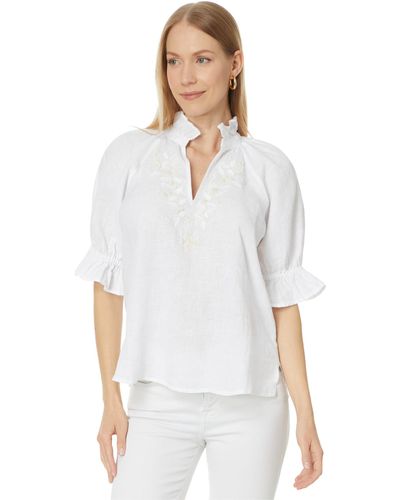 Tommy Bahama Coastalina Shell Emb Short Sleeve Top - White