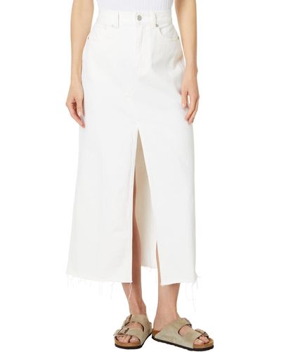 Madewell The Rilee Denim Midi Skirt In Tile White