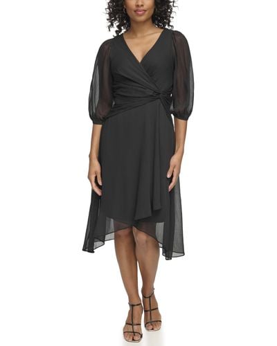 DKNY Balloon Sleeve With Side Knot - Black
