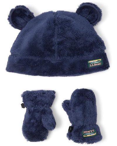 L.L. Bean Hi-pile Ear Hat/mittens Set - Blue