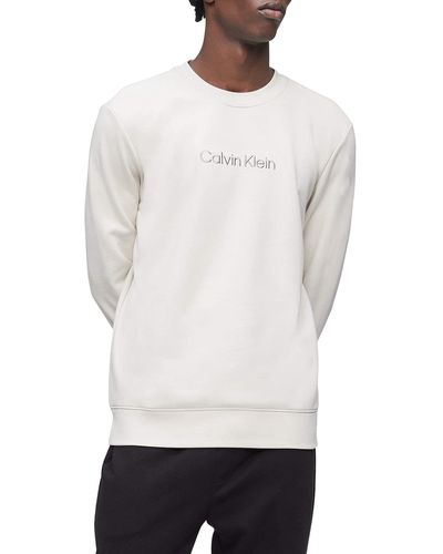 Calvin Klein Long Sleeve Logo French Terry Crew Neck - Multicolor