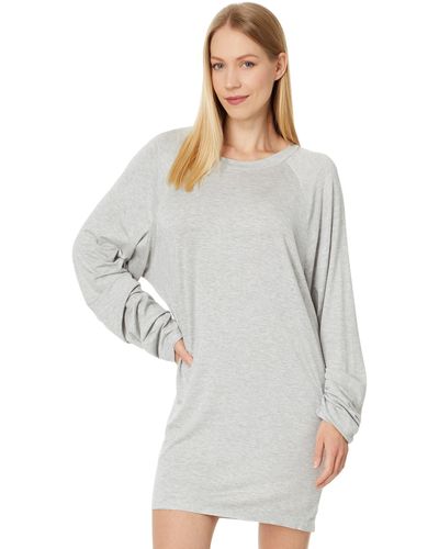Norma Kamali Oversized Raglan Sleeve Mini Dress - Gray