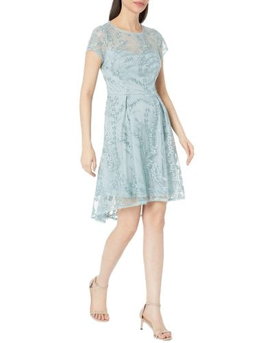 Adrianna Papell Sequin Embroidered Cocktail Dress - Blue