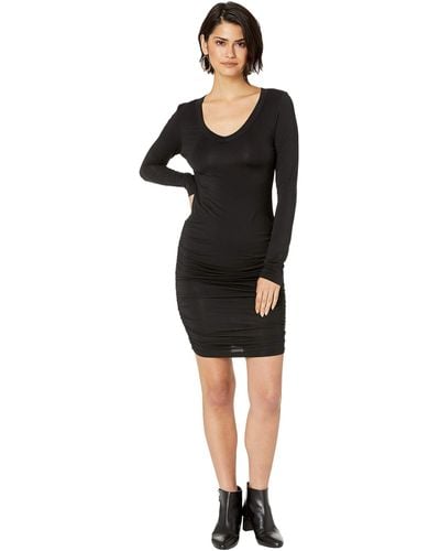 Hard Tail Side Shirred Dress - Black