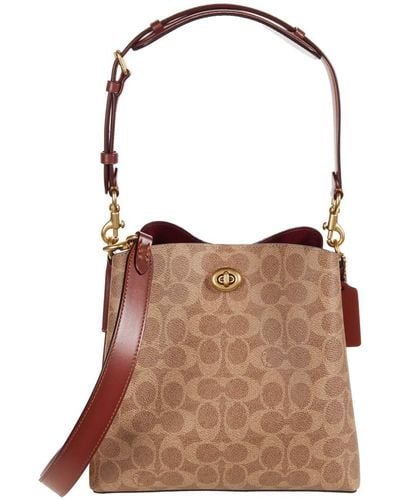 COACH Willow Coated Canvas And Leather Bucket Bag - Brown