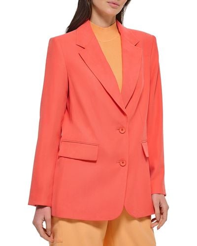 DKNY Frosted Twill One-button Jacket - Red