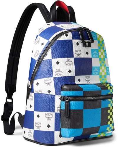 MCM Stark Checkerboard Vi Backpack Medium Mt - Blue