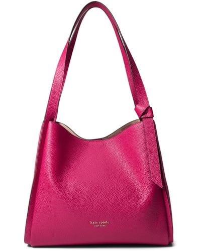 Kate Spade Knott Color-blocked Pebbled Leather Large Shoulder Bag - Pink