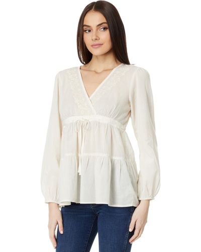 Lucky Brand Embroidered Babydoll Top - White