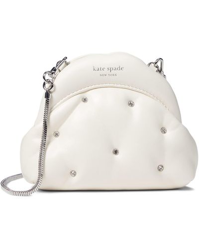 Kate Spade Shade Pearlized Smooth Quilted Leather Cloud Mini Crossbody - White
