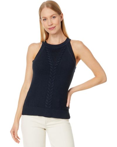 Tommy Hilfiger Sleeveless Cable Halter Sweater - Blue