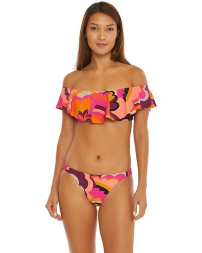 Trina Turk Standard Fan Faire Ruffle Bandeau Bikini Top-swimwear Separates - Red