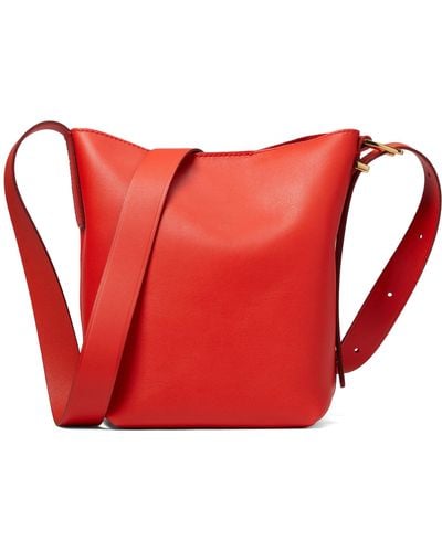 Madewell The Essential Mini Bucket Tote In Leather - Red