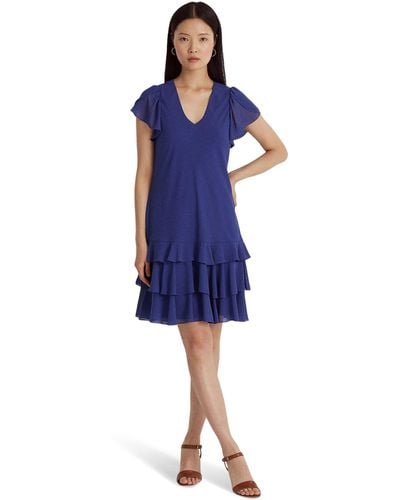Lauren by Ralph Lauren Georgette Drop-waist Dress - Blue